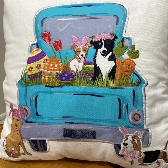 NWT.  Spring dogs, 18’ X 18”, throw pillow. - Picture 2 of 11